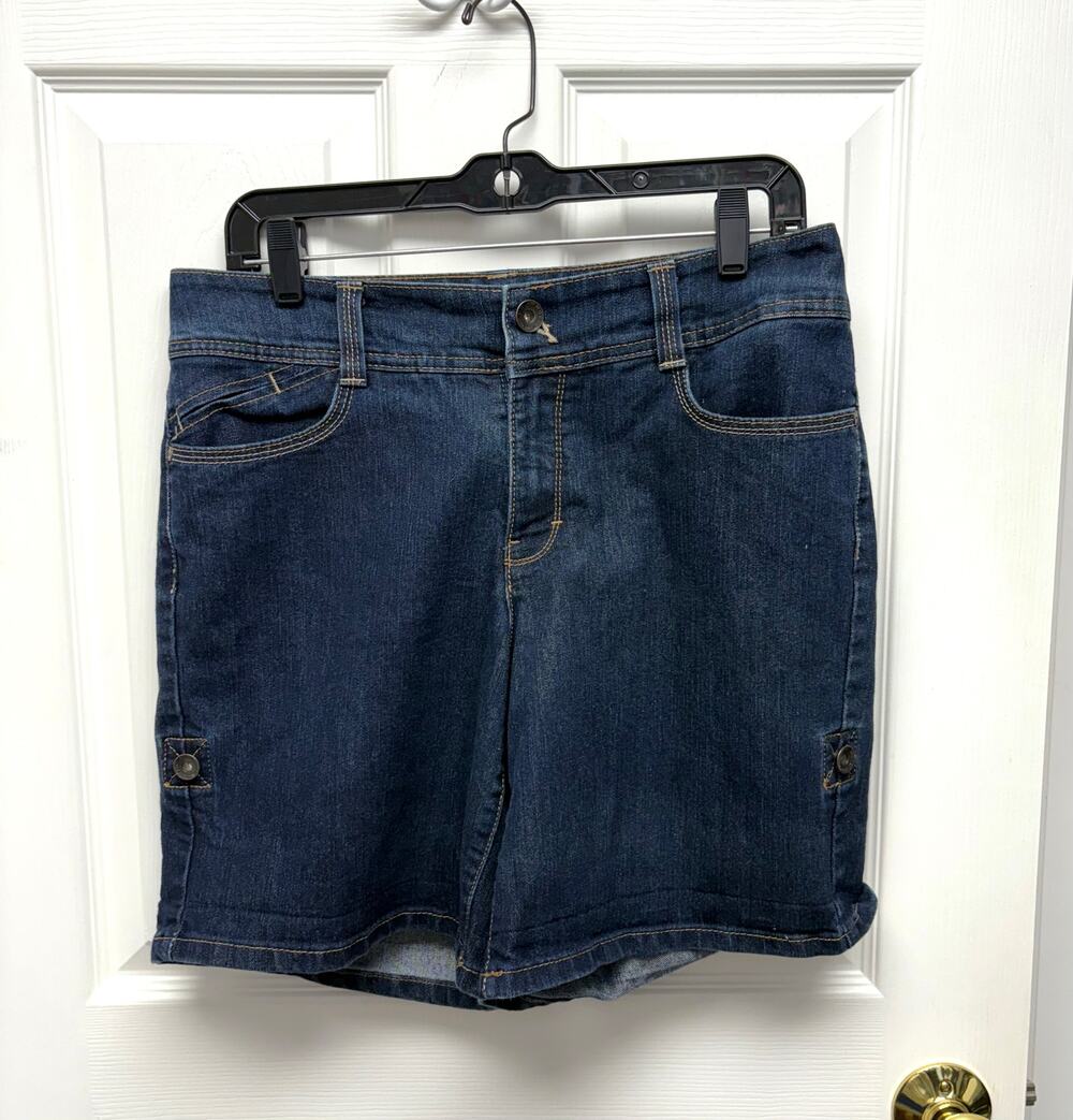 Nine West Jean Shorts, Roll Up Tab, Flap Pockets, Women's Size 8